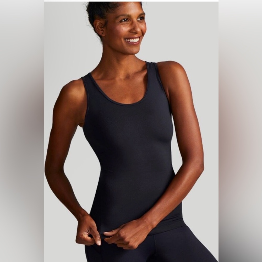 TOMMIE COPPER Women’s Large Lower Back Support Tank Top Black NEW - Picture 2 of 7